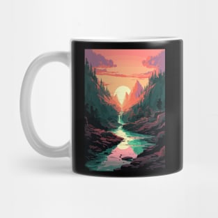 Fantasy Nature Sunset Scenery Synthwave Aesthetic Anime Art Style Mug